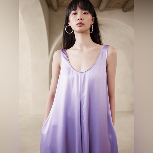 NWT Lilac Serenade Silk Maxi Dress Banana Republic  Sz XS - Picture 3 of 9